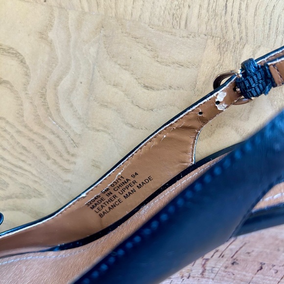 New Clarks Bendable Bow Black Leather Cork Wedge Slingback Sandals Size 5 - Picture 10 of 12